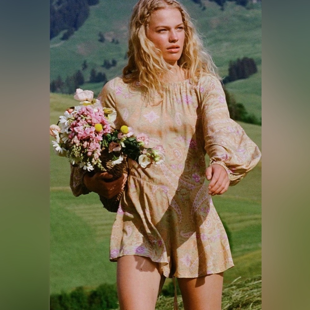 NEW SPELL belladonna long sleeve romper in dusty olive